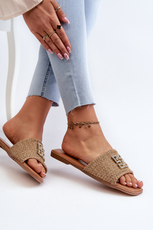pieds plats Tongs femme beige Omenna