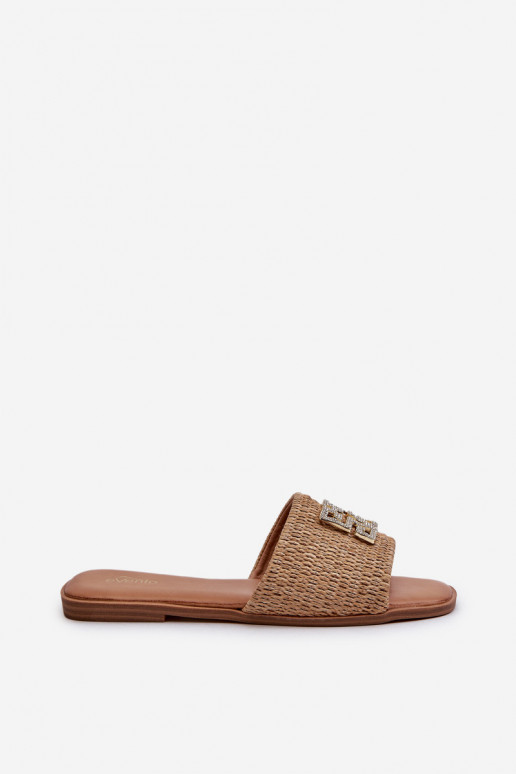 pieds plats Tongs femme beige Omenna