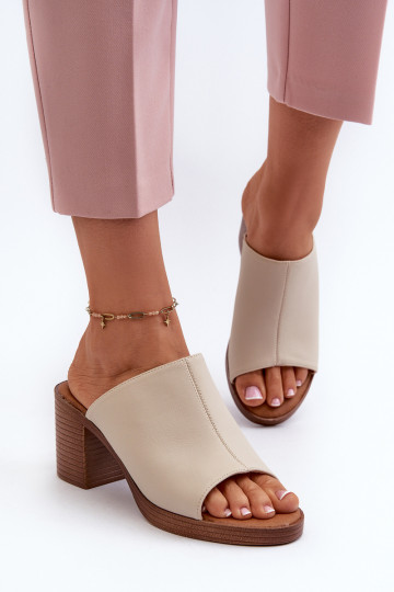 Chaussons femme style élégant à talons couleur beige Varnila