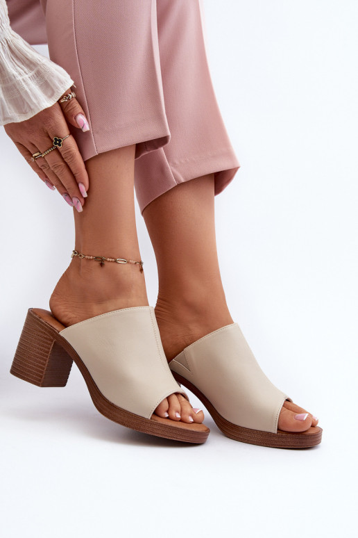 Chaussons femme style élégant à talons couleur beige Varnila