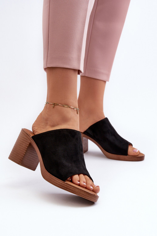 Style élégant Chaussons pour femmes à talons de couleur noire Varnila Style élégant Chaussons pour femmes à talons de couleur noire Varnila