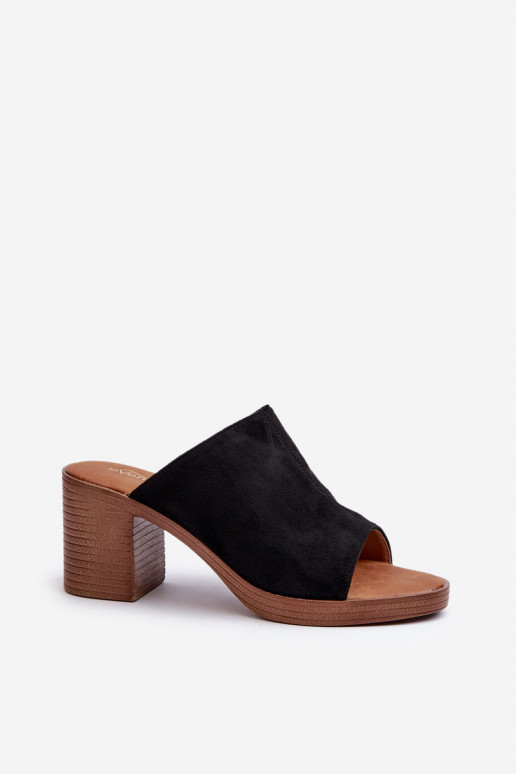 Style élégant Chaussons pour femmes à talons de couleur noire Varnila