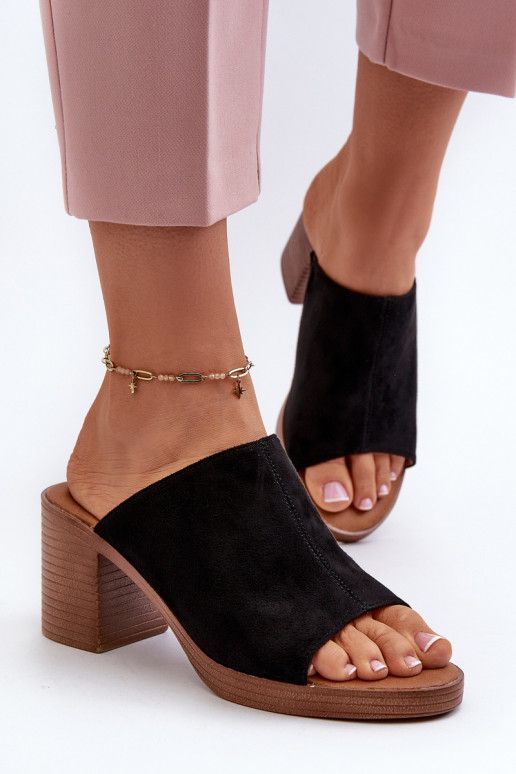 Style élégant Chaussons pour femmes à talons de couleur noire Varnila