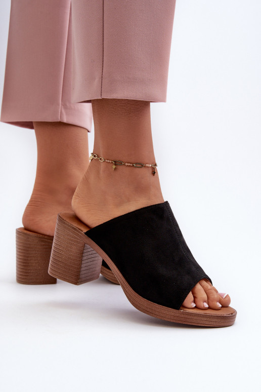 Style élégant Chaussons pour femmes à talons de couleur noire Varnila