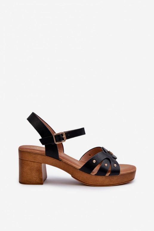 Sandales à talons pour femmes en éco-cuir de couleur noire Assames Sandales à talons pour femmes en éco-cuir de couleur noire Assames