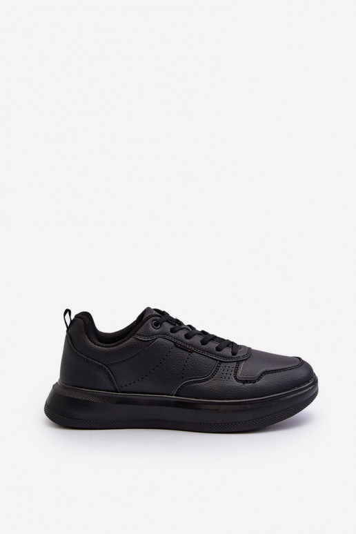 Sneakers-Modellschuhe mit Plateau aus Öko-Leder in der schwarzen Farbe Uziran