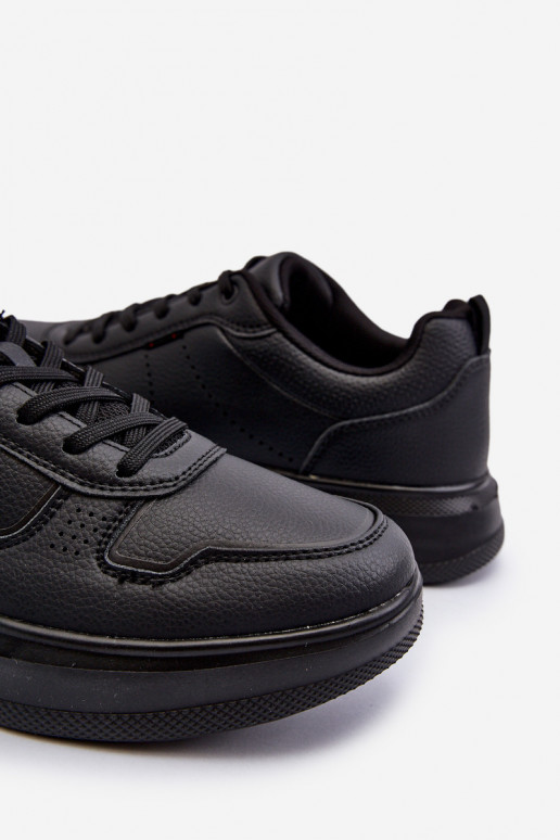 Chaussures modèle baskets avec plateforme en cuir écologique de couleur noire Uziran