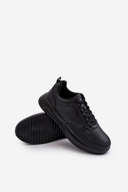 Chaussures modèle baskets avec plateforme en cuir écologique de couleur noire Uziran
