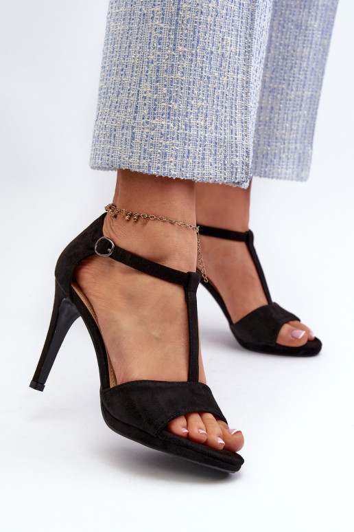 Sandales à talons hauts pour femmes en Eco Suède, Noir Obdaria