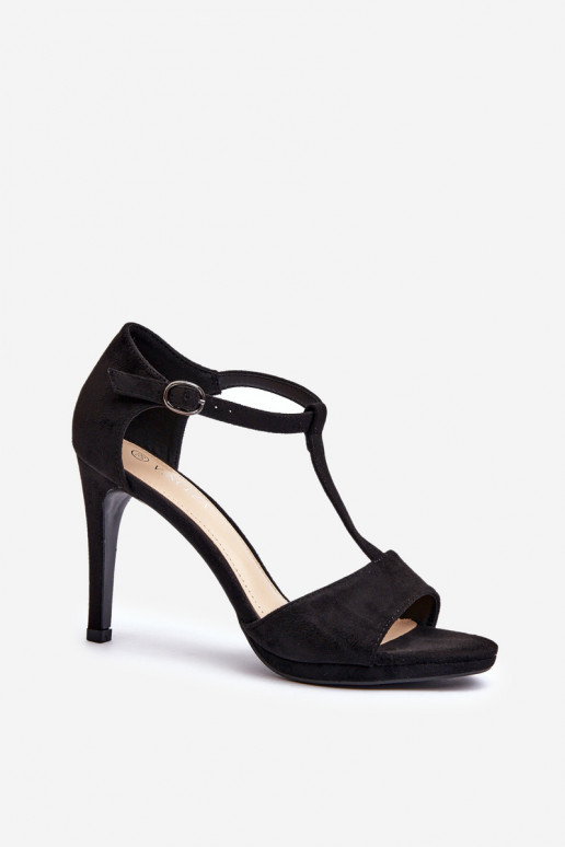 Sandales à talons hauts pour femmes en Eco Suède, Noir Obdaria