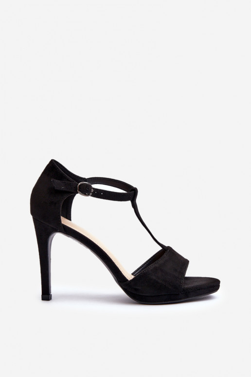 Sandales à talons hauts pour femmes en Eco Suède, Noir Obdaria
