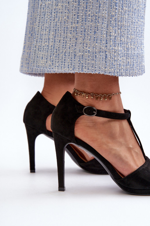 Sandales à talons hauts pour femmes en Eco Suède, Noir Obdaria Sandales à talons hauts pour femmes en Eco Suède, Noir Obdaria