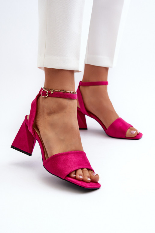 Damen-Sandalen mit hohen Absätzen aus Eco-Wildleder Fuchsia Upttima Damen-Sandalen mit hohen Absätzen aus Eco-Wildleder Fuchsia Upttima