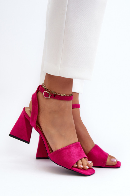 Sandales à talons hauts pour femmes en Eco Daim Fuchsia Upttima