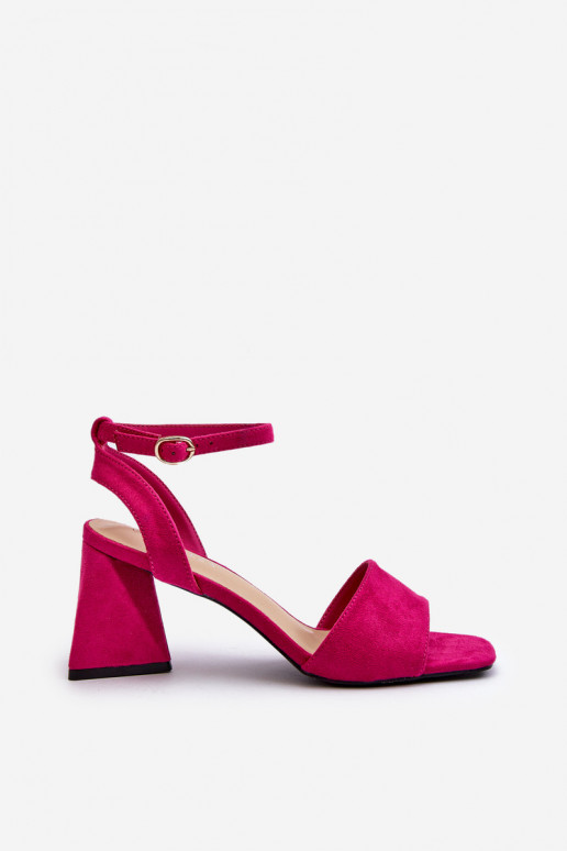 Sandales à talons hauts pour femmes en Eco Daim Fuchsia Upttima