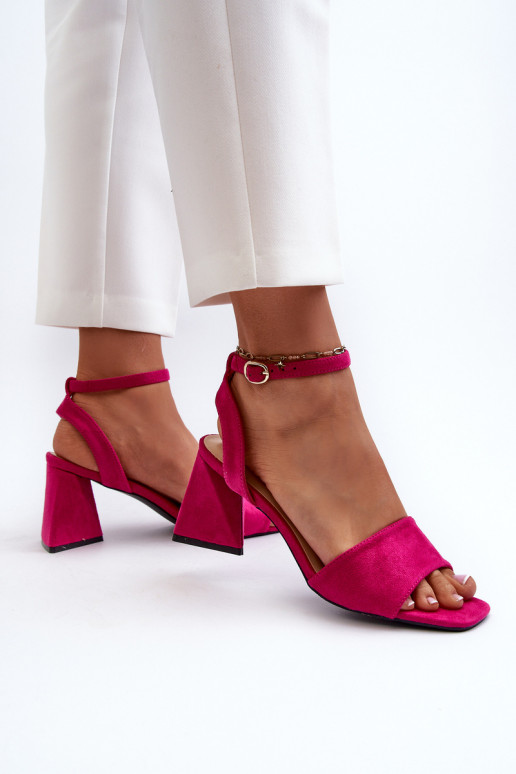 Damen-Sandalen mit hohen Absätzen aus Eco-Wildleder Fuchsia Upttima Damen-Sandalen mit hohen Absätzen aus Eco-Wildleder Fuchsia Upttima