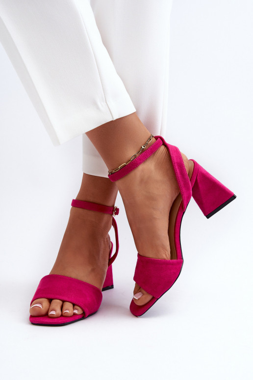 Sandales à talons hauts pour femmes en Eco Daim Fuchsia Upttima