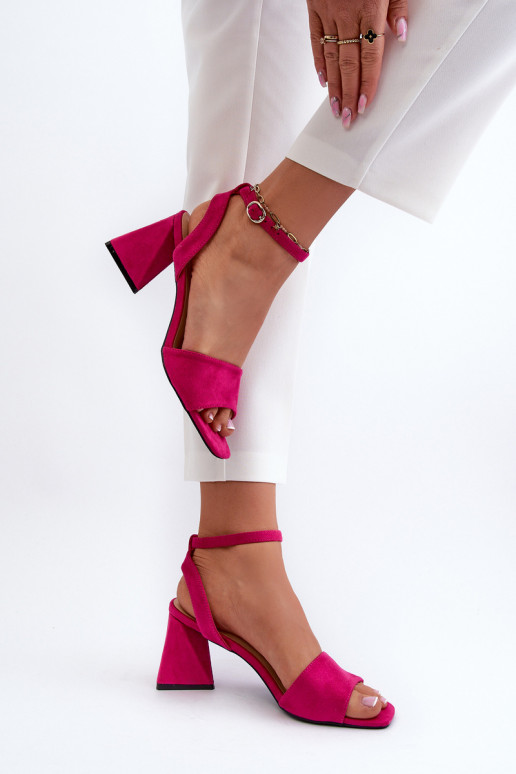 Damen-Sandalen mit hohen Absätzen aus Eco-Wildleder Fuchsia Upttima Damen-Sandalen mit hohen Absätzen aus Eco-Wildleder Fuchsia Upttima
