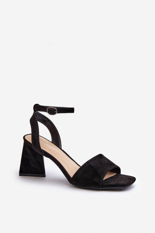 Sandales à talons hauts pour femmes en Eco Suede Noir Upttima