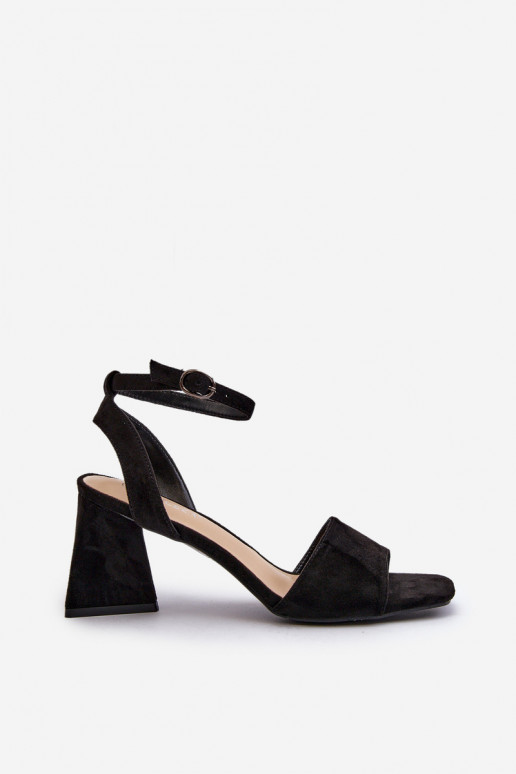 Damessandalen met hoge hak, gemaakt van Eco Suede Black Upttima