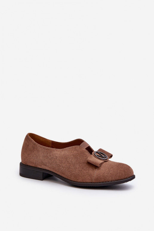 Chaussures basses femme à talon et ornement en daim bio, marron Hadiena