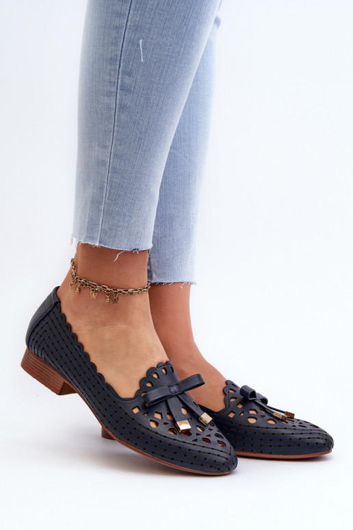 Ballerines ajourées avec rubans bleu foncé Unstable