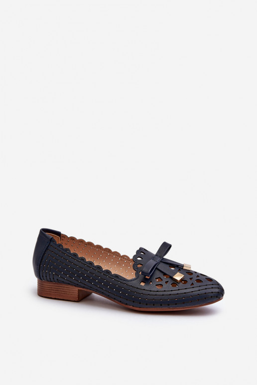Ballerines ajourées avec rubans bleu foncé Unstable