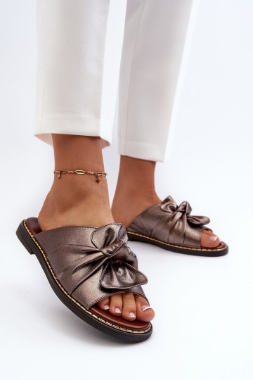 Chaussons pour femmes à talons larges couleur cuivre Nelvira