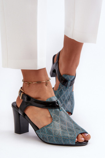 Sandales à talons hauts pour femmes en éco-cuir turquoise Queenmarie