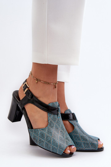 Sandales à talons hauts pour femmes en éco-cuir turquoise Queenmarie 2