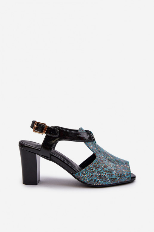 Sandales à talons hauts pour femmes en éco-cuir turquoise Queenmarie