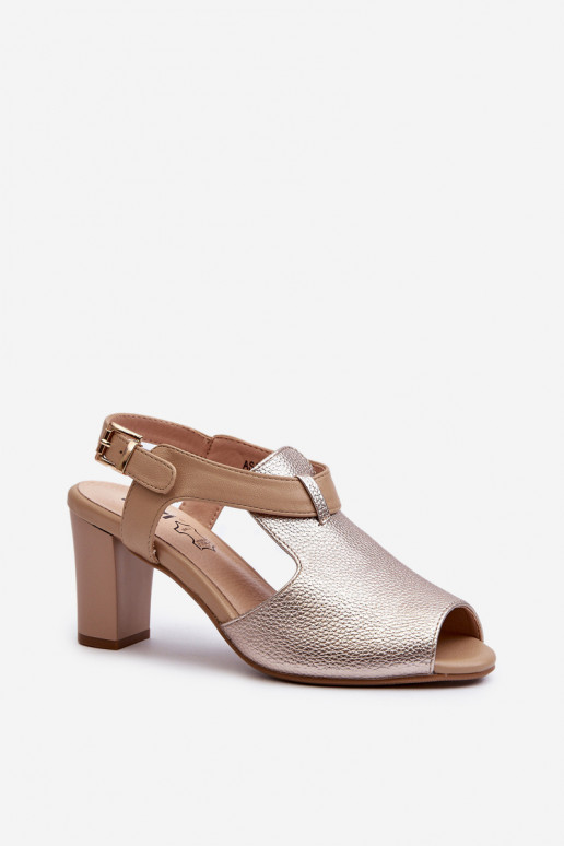 Damen-Sandalen mit hohen Absätzen aus Öko-Leder in der Farbe Gold Queenmarie Damen-Sandalen mit hohen Absätzen aus Öko-Leder in der Farbe Gold Queenmarie