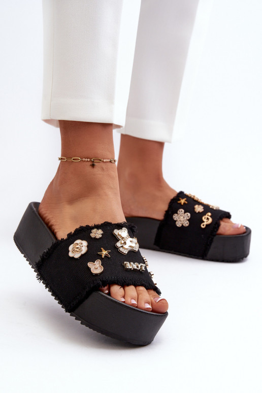 Tongs Plateforme Femme Noir Zranesia