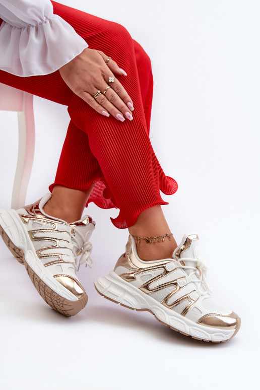 Baskets modèle chaussures Couleur blanc-or Ahmani