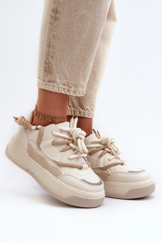 Sneakers Modell Schuhe mit Plateau beige Moariella Sneakers Modell Schuhe mit Plateau beige Moariella