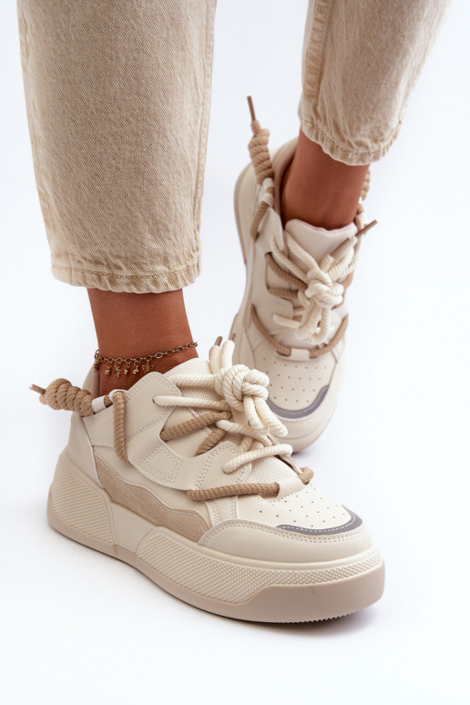 Sneakers Modell Schuhe mit Plateau beige Moariella Sneakers Modell Schuhe mit Plateau beige Moariella