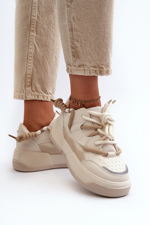 Sneakers Modell Schuhe mit Plateau beige Moariella Sneakers Modell Schuhe mit Plateau beige Moariella