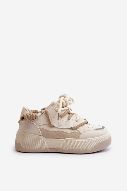 Baskets modèle chaussures à plateforme beige Moariella