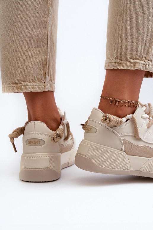 Sneakers Modell Schuhe mit Plateau beige Moariella Sneakers Modell Schuhe mit Plateau beige Moariella
