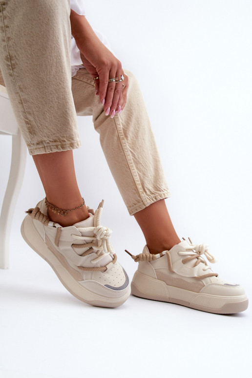 Baskets modèle chaussures à plateforme beige Moariella