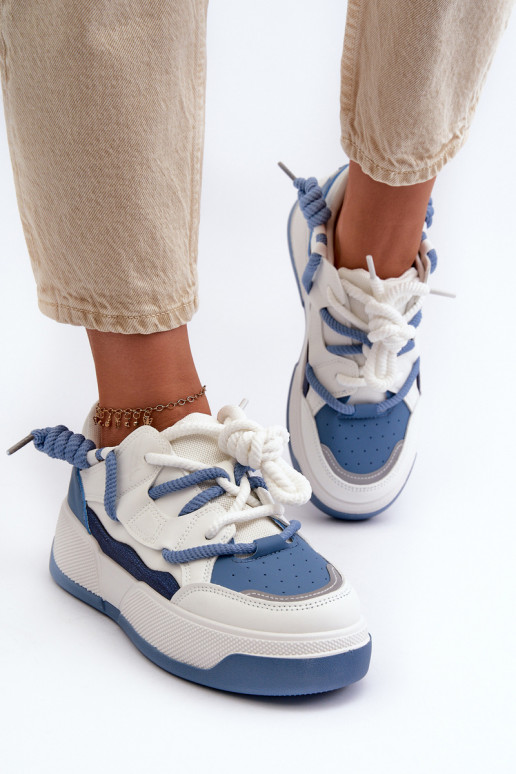 Baskets modèle chaussures à plateforme de couleur bleue Moariella