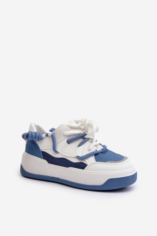 Baskets modèle chaussures à plateforme de couleur bleue Moariella