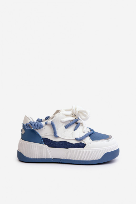 Baskets modèle chaussures à plateforme de couleur bleue Moariella