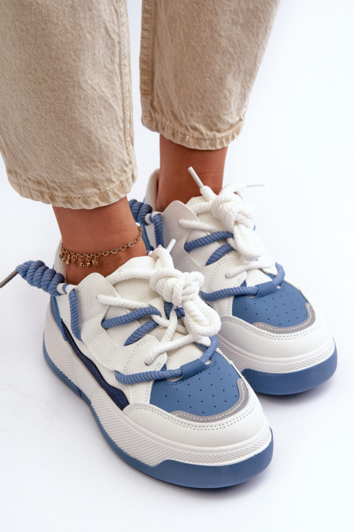 Baskets modèle chaussures à plateforme de couleur bleue Moariella