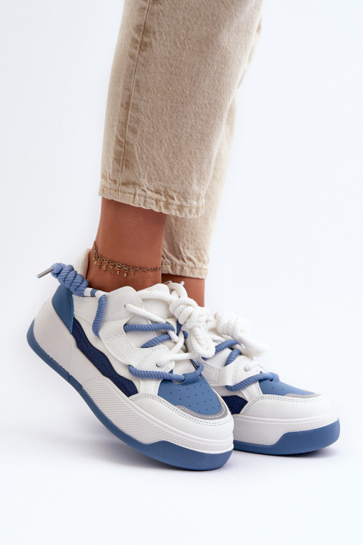 Baskets modèle chaussures à plateforme de couleur bleue Moariella