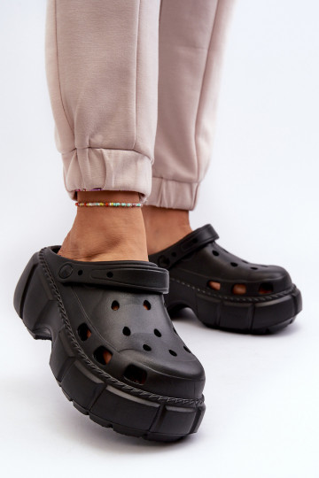 Chaussons femme Chaussons légers à semelles massives tendance de couleur noir Witima