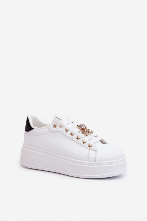 Baskets modèle chaussures à plateforme de couleur blanche Moanda