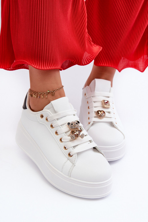 Baskets modèle chaussures à plateforme de couleur blanche Moanda