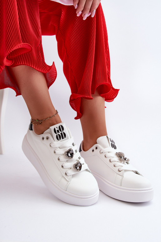 Baskets femme à plateforme avec coeurs, azamia blanc