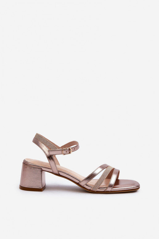 Damensandalen mit niedrigem Absatz aus Öko-Leder Sergio Leone SK046 in Roségold Damensandalen mit niedrigem Absatz aus Öko-Leder Sergio Leone SK046 in Roségold